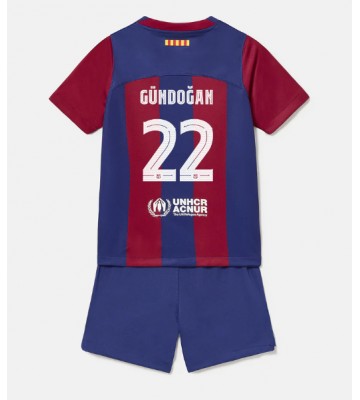 Barcelona Ilkay Gundogan #22 Replica Home Stadium Kit for Kids 2023-24 Short Sleeve (+ pants)